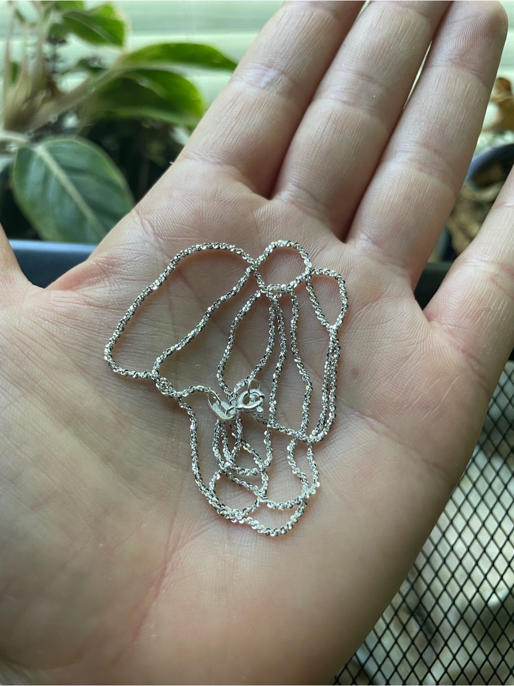 20” twisted rock sterling silver necklace